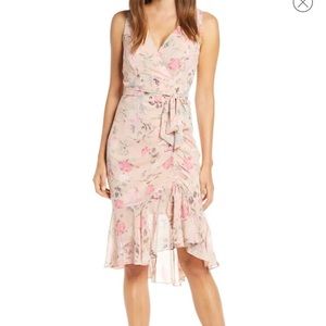 Floral Ruched Chiffon Sheath Dress